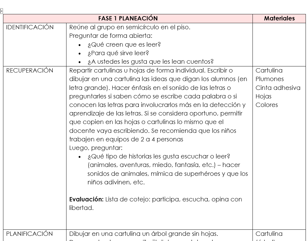 Planeación 1ro "Las maravillas de la lectura"